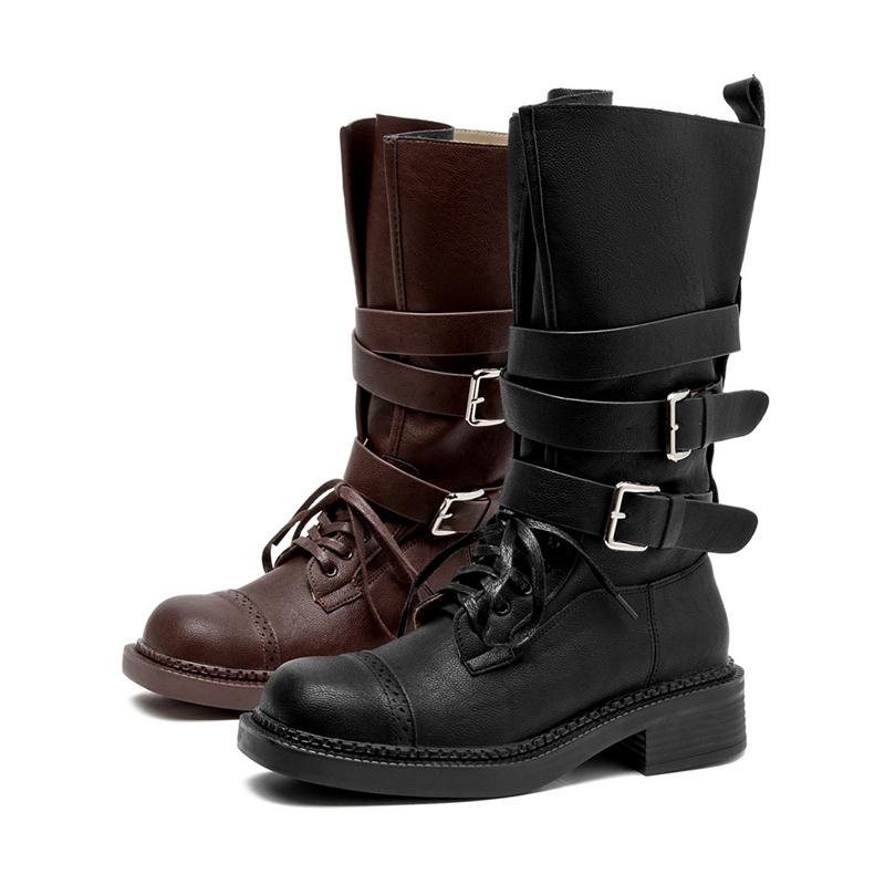 Fashion AIYUQI Western Cowboy Boots Women's 2025 New High Tube Motorcycle Boots Women's Block Heel Fashion Rider Boots Women