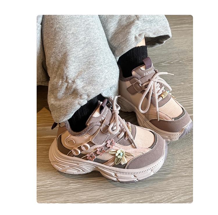 2025 Winter Kids' Velvet Running Shoes - Korean Style for Girls