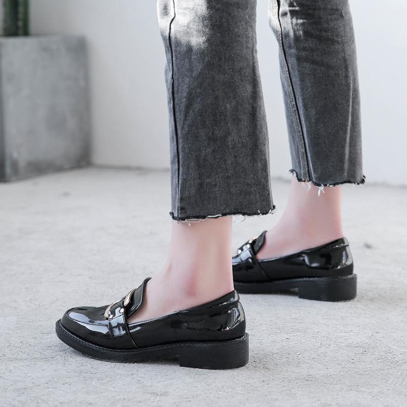 Genuine Leather Flat for Huizhou Women's Shoes Grape Mother Same Small Leather Shoes Women's Black Autumn and Winter New Loafers Women's