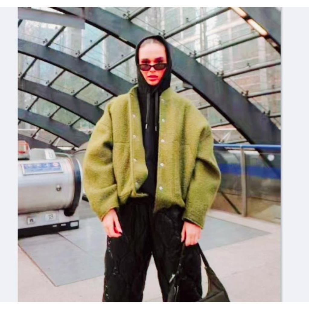 2025 New Women's Casual Color Stand Collar Single Breasted Long Sleeve Coat with Big Pockets Loose Comfortable Outerwear for Europe and America