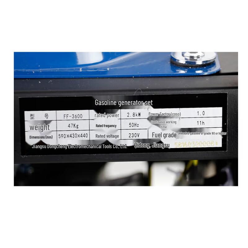 Dongcheng FF-3600 Gasoline Generator CN Plug (adapter Included)