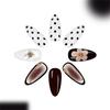 Pack of 24 Fake Nail Droplet Shape White Gradient Dot Flower Pattern Medium Length Glossy Press On Nail for Women