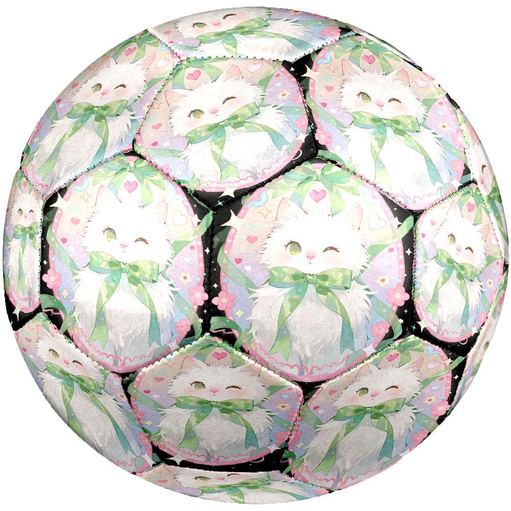 1pc Cat Pastel Frame Theme Soccer Ball Football, Size 5, Lightweight PVC, Outdoor Training Soccer Ball,Gift C65148