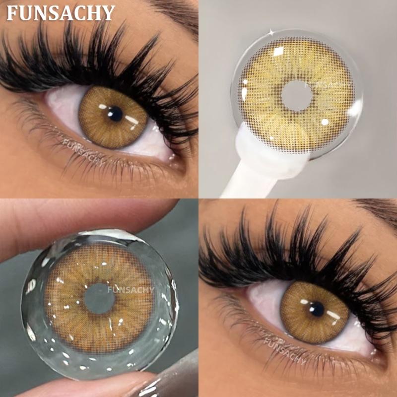 FUNSACHY Natural Contact Lenses 2pcs Blue Green Contact Lenses Color Eye Makeup Gray Pupil and Eyes Color Fashion Beauty Lenses