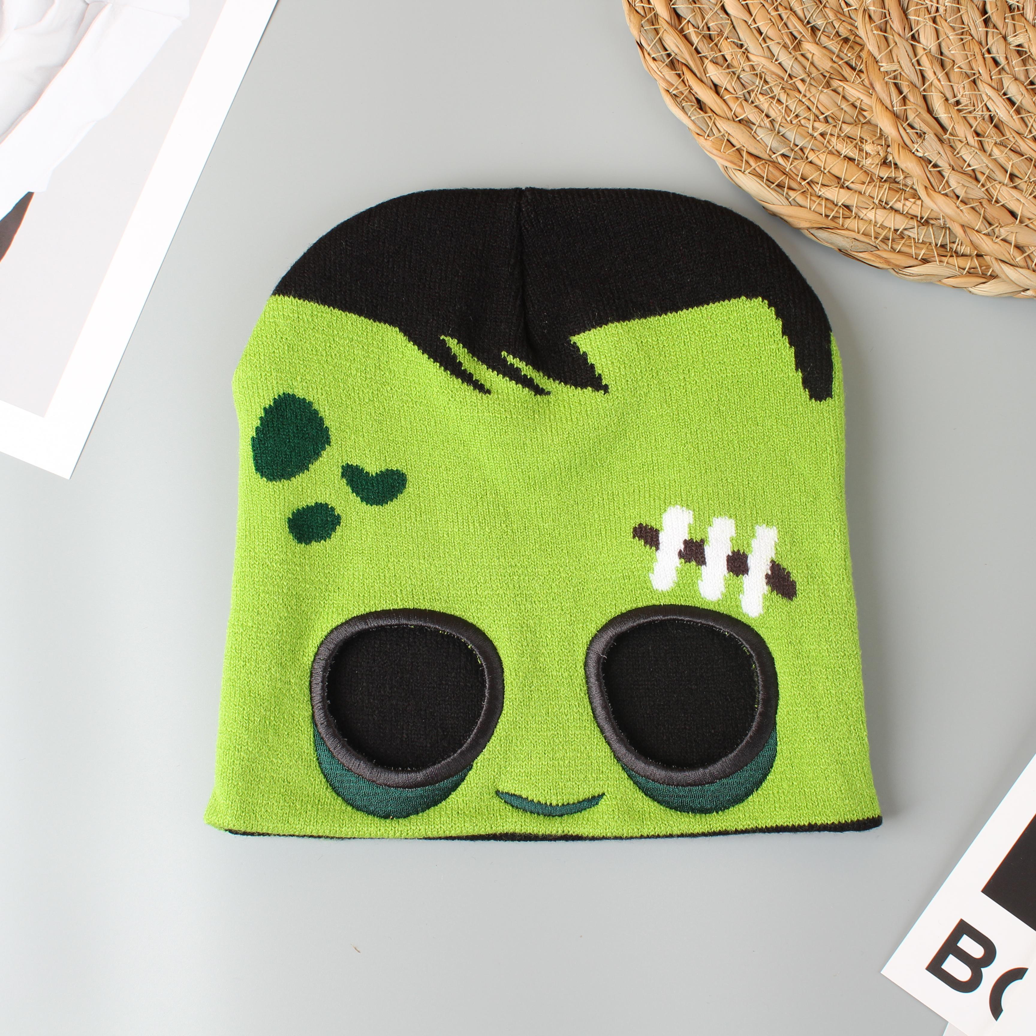 

Хэллоуин смешная и персонализированная мультяшная шапка-пуловер, теплая шерстяная шапка для осени и зимы One Size зелёный