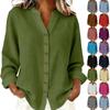 Women's Fashion Casual -Colour Long-Sleeved Button-Front Cardigan Shirt T-Shirt Top