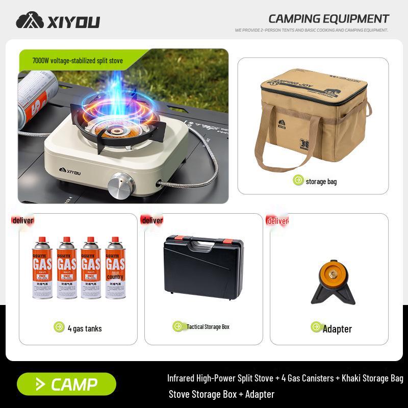 Портативная уличная газовая плита и набор посуды: Разборный тип для кемпинга и пикников