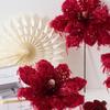 22CM Wine Red Artificial Poinsettia Flower Sequins Simulation Flowers  Christmas Decoration