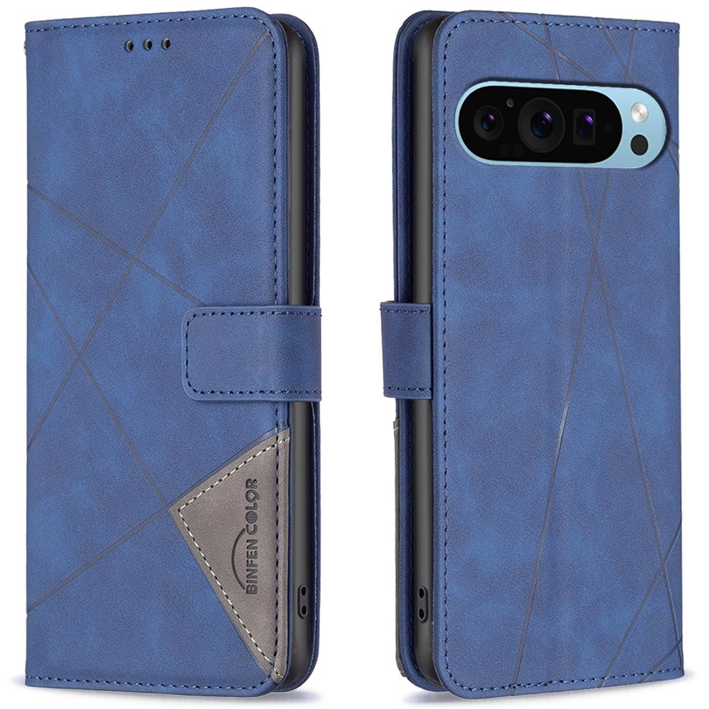 BINFEN COLOR For Google Pixel 9/Pixel 9 Pro Phone Cases Wallet Stand Geometry Imprinted Leather Cover