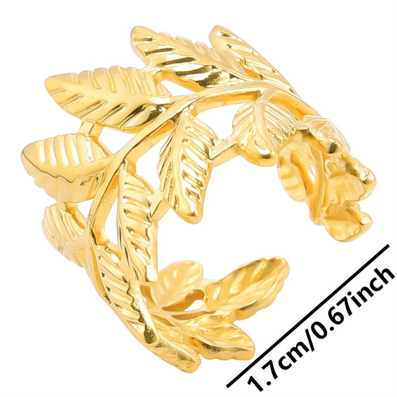 1/6pcs Plant Ring Ginkgo Leaf Tulip Flower Stainless Steel Open Adjustable Rings For Women Men Jewelry Personality Ring Anillos