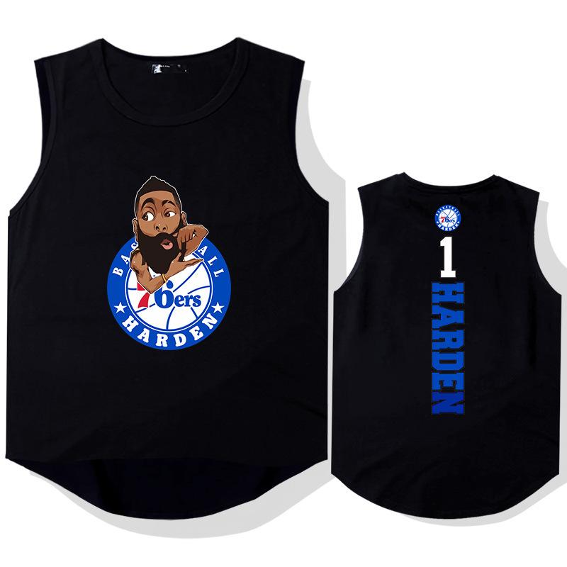 76Ers, Harden No. 1 quick-drying vest arc sports vest summer basketball sports fitness sleeveless jersey 165/S