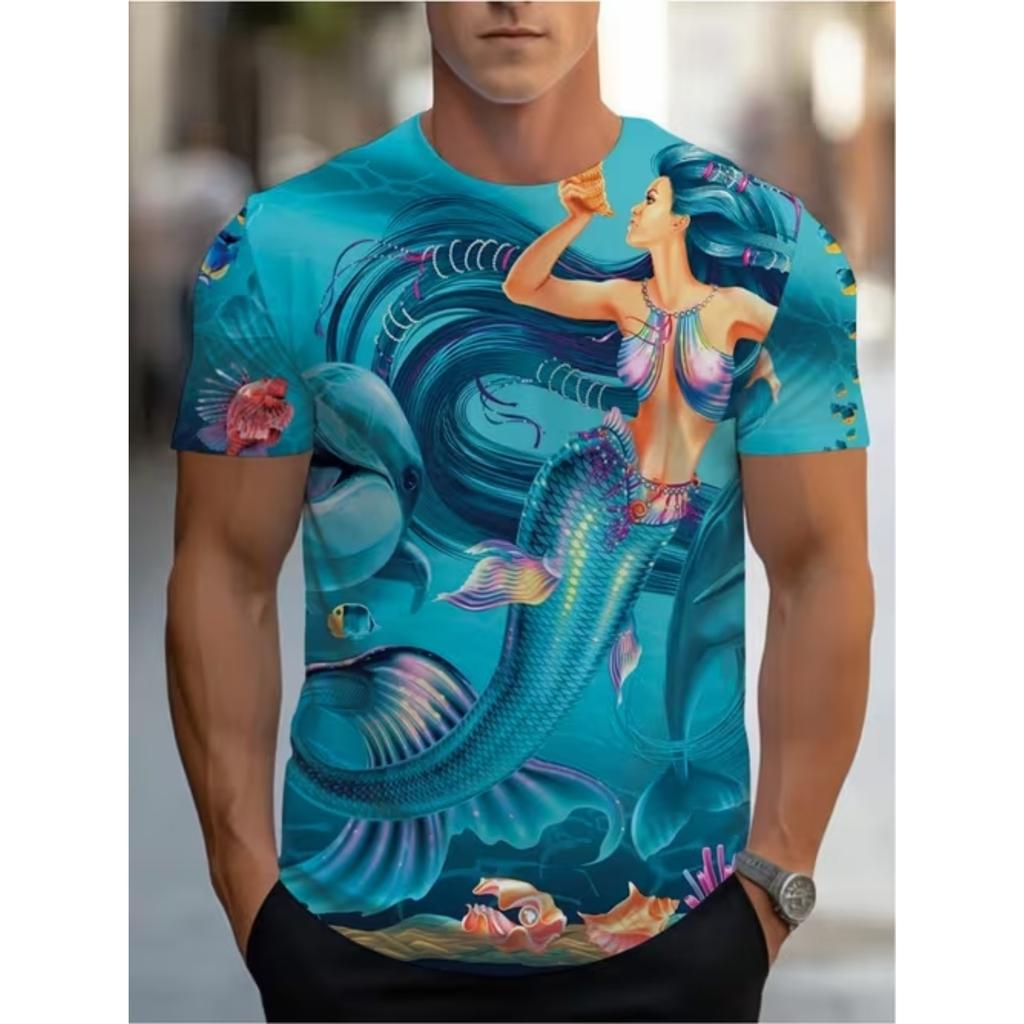 New Summer Men's Fashion T-shirt Personality Simple Pattern Printed Men's T-shirt Top