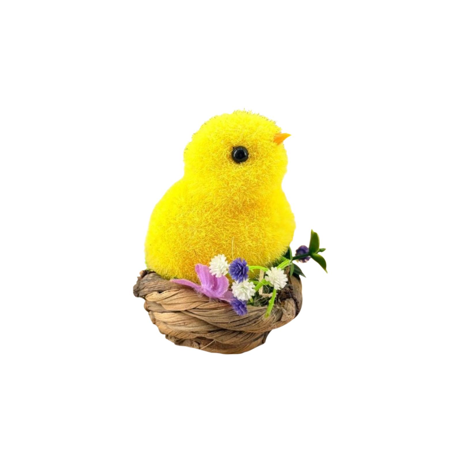 Easter Straw Basket With Yellow Chicks