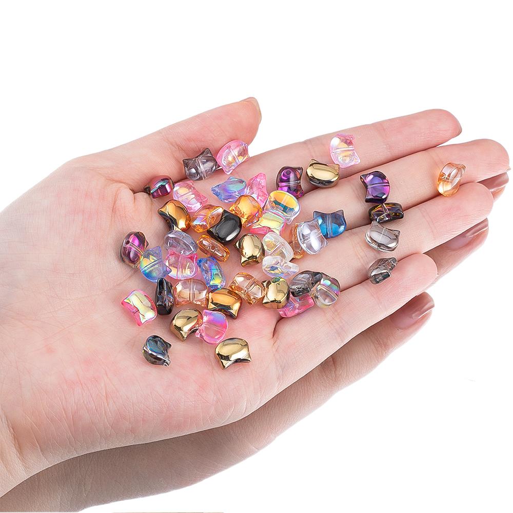 10 Stück 50 Stück Bunte Katzenkopf-förmige Acrylperlen Bunte lose Abstandshalterperlen für die Schmuckherstellung DIY Armband Halskette Zubehör