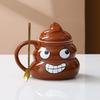 Ceramic Poop Cup 500ml Creative Coffee Mug with Spoon Comfortable Grip Tea Mug Novelty Drinkware Gifts