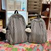 Large Capacity Women's Backpack Striped Student Schoolbag