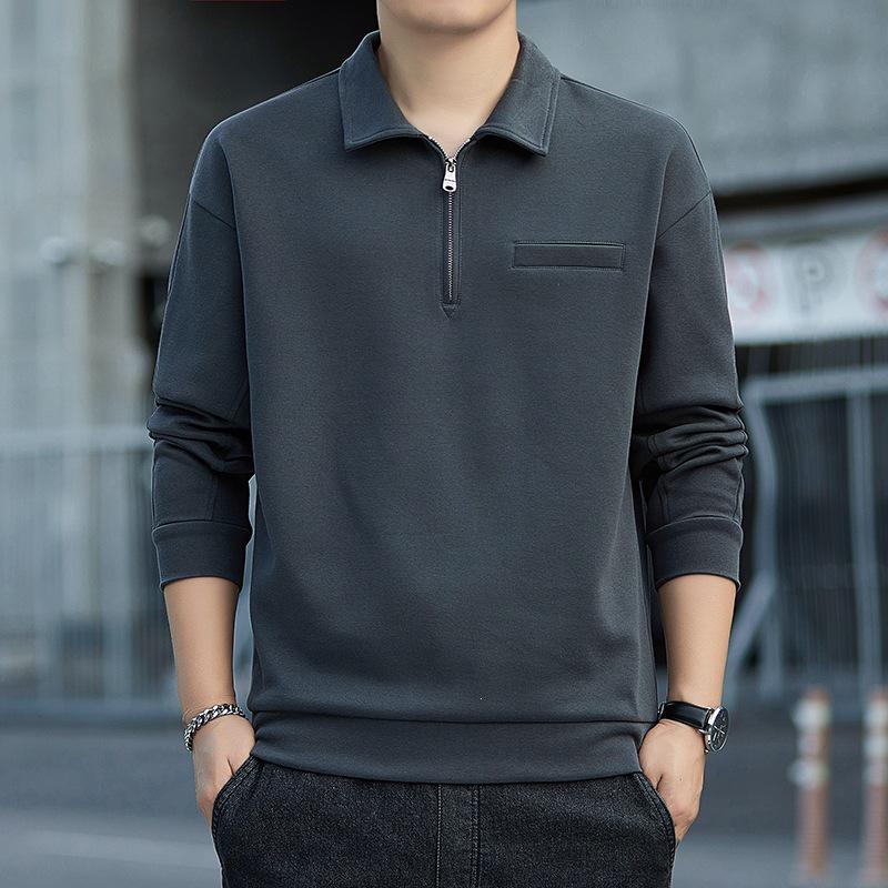 Men's Cotton Half-Zip Stand Collar Hoodie - Versatile Spring/Autumn Sweatshirt