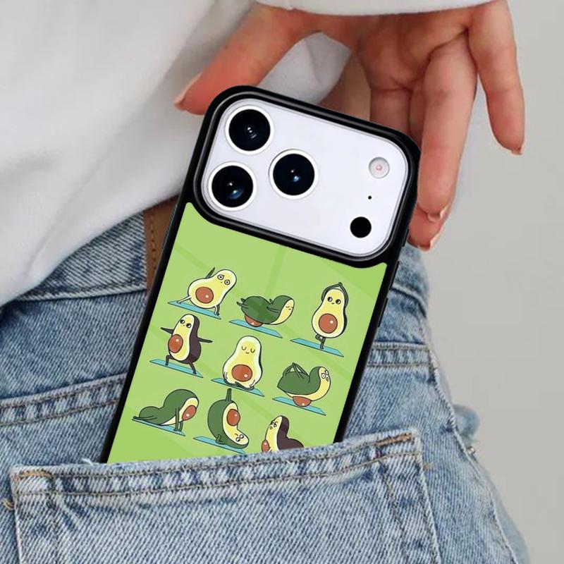 cute cartoon Avocado Fitness Phone Case for iPhone 16e 15 14 13 12 17 Pro Max Plus Air 17pro Cover Coque