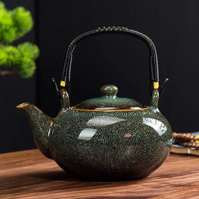 750ML Tianmu Sırlı Fırın, Kaldırma Kirişli Bir Çaydanlığa Dönüştürüldü Büyük Kapasiteli Seramik Çaydanlık Ev Kung Fu Çay Seti