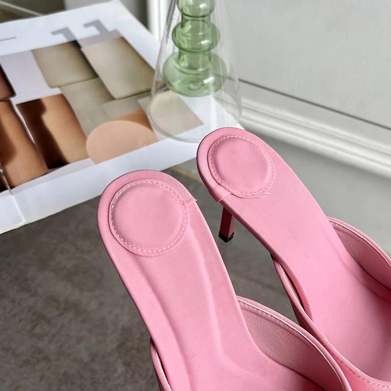 Aneikeh Slipper Mules Low High Heels Shoes 2025 Summer Best Street Look Females Square Head Open Toe Bow Strappy Sandals Women