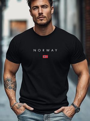 Imprimé Drapeau Norvégien 100% Coton T-shirt Tendance Hommes Femmes Été Automne Quotidien Sports Extérieurs Décontracté Lâche Street Manches Courtes