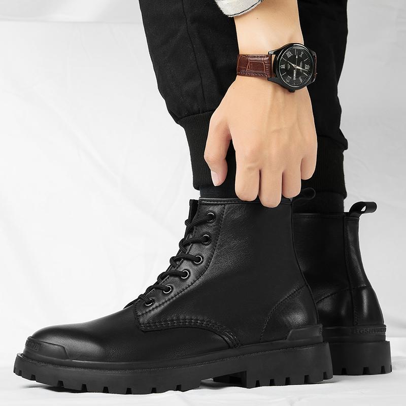Fashion Male Genuine Leather Ankle Boots New Men Desert Boots 2024 Trend Men's Shoes All-match High Top Mens Outdoor Motorcycle Boots