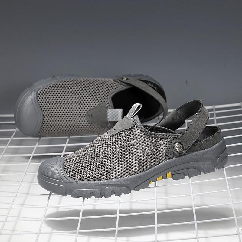 

Модные сетчатые ортопедические сабо с поддержкой свода стопы, повседневные летние пляжные сандалии, дышащие уличные тапочки для мужчин, повседневные сандалии, тапочки 39 серый