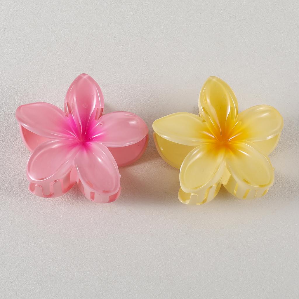 1/2Pcs Gradient Colored Flower Acrylic Hair Claws Clip Women Girls Sweet Hairpins Beach Hawaiian Style Hair Accessories
