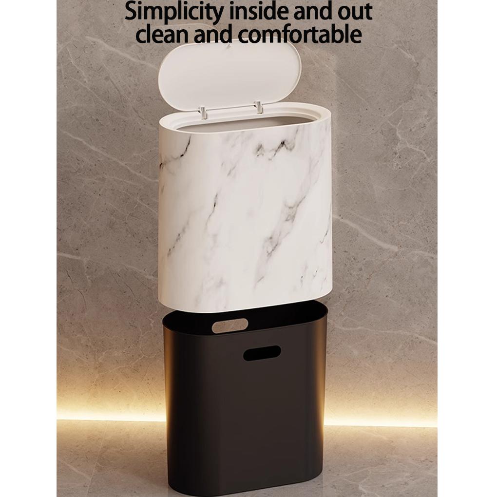 Nordic Marble Texture Trash Can Press type Wastebasket Narrow Toilet Trash Bin Wastebasket Bathroom Accessories Odor proof