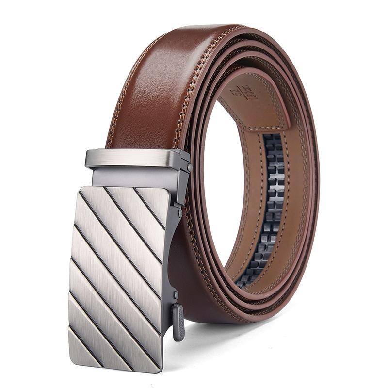 Belt Men'S Leather Alloy Automatic Buckle Two-Layer Cowhide Business Waist Seal Leather Belt Men'S Belt