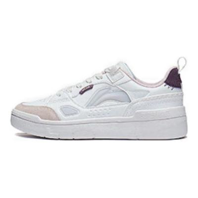Li Ning Common 80s Trendy Comfortable Versatile Non-Slip Wear-Resistant Low-Top Skate Shoes Women Sneakers Off-White AGCT228-2