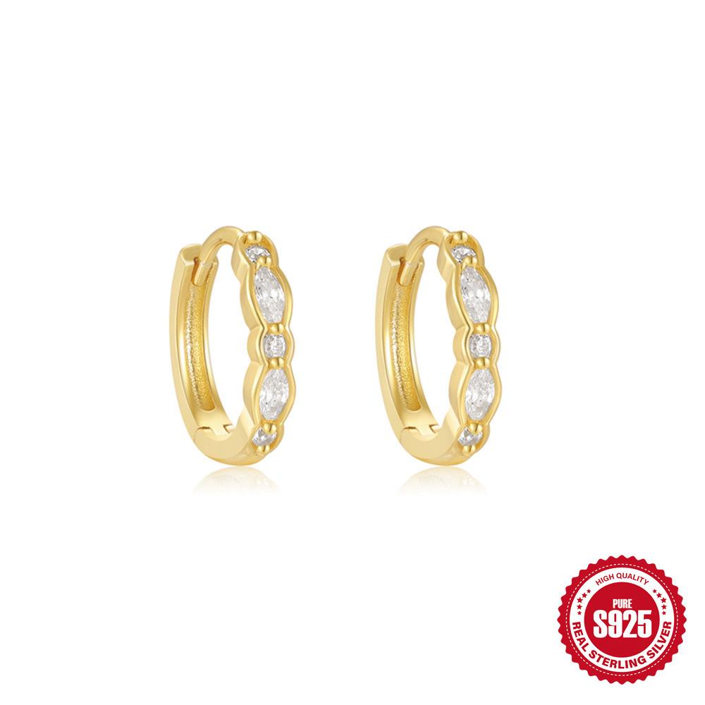 S925 Sterling Silver Ins Design Large Glossy Diamond-Set Double-Layer Water Drop Love Cone-Shaped Premium Ear Buckle Earrings