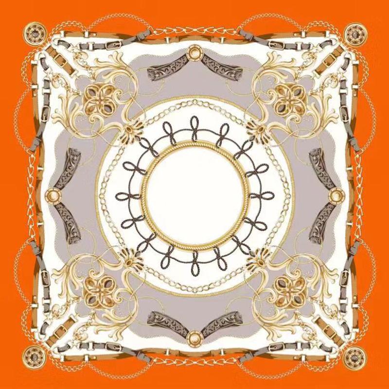 

Высококачественные роскошные шелковые шарфы, повязка на голову, шарфы, шейный шарф для женщин, шелковый шарф с цепочкой, женская декоративная шаль 90*90cm