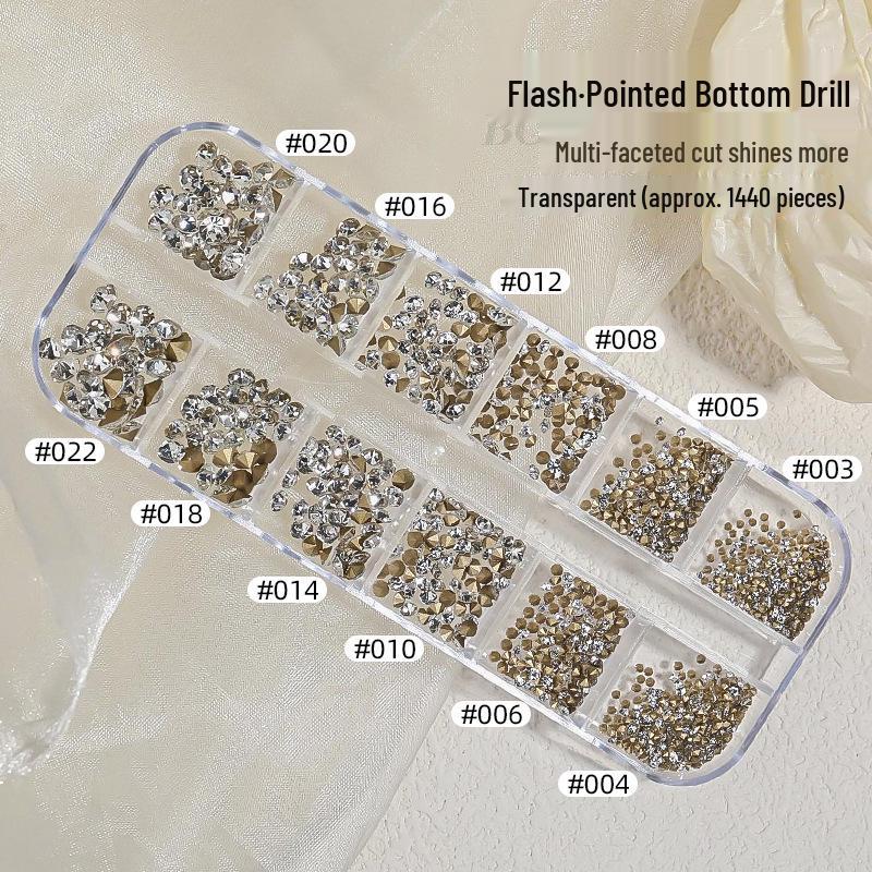 

Wen Jingling Style Japanese Nail Art: Pointed Glass Rhinestone Decorations