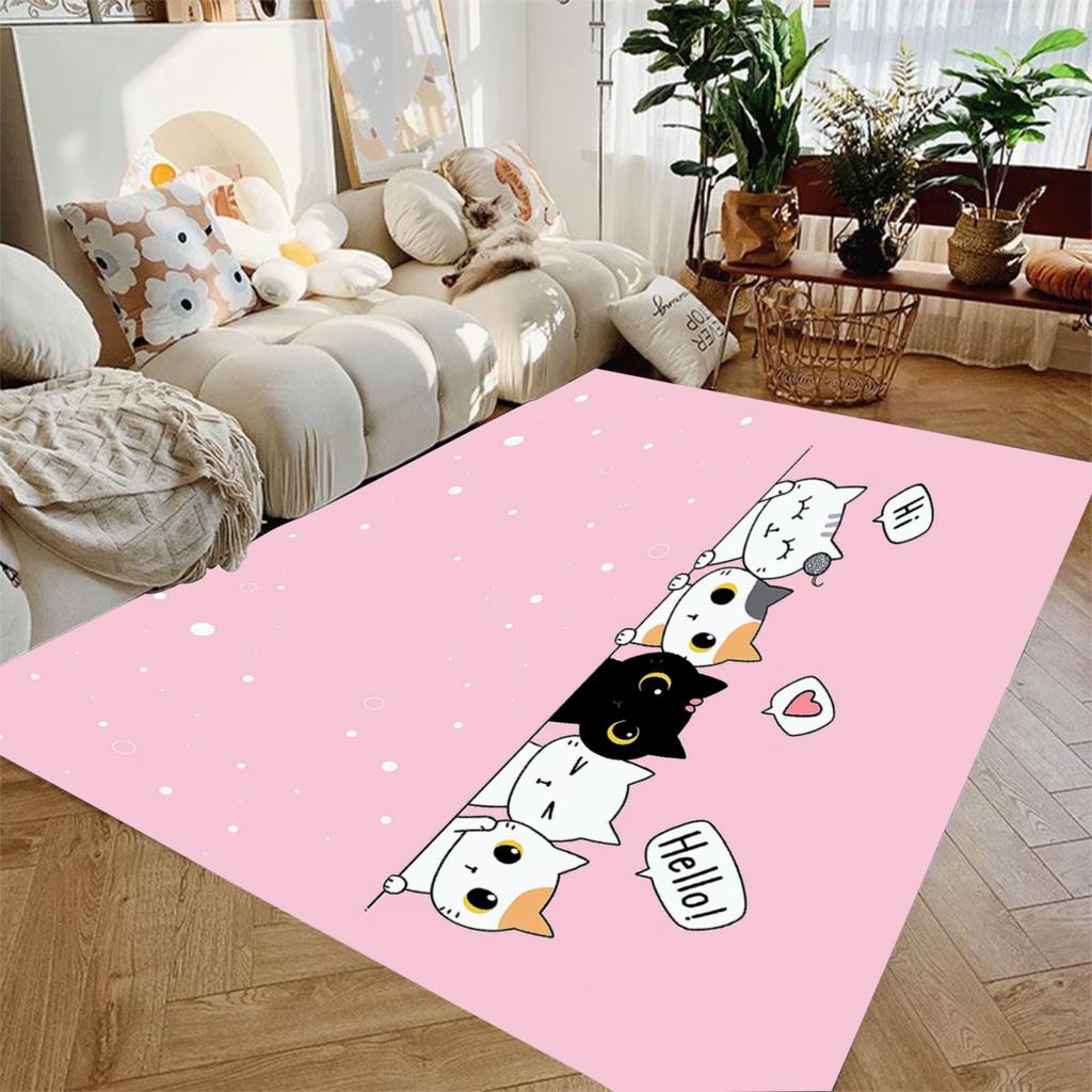 Lovely Cat Carpet Living Room Bedroom Decor Kid Un-slip Parlor Floor Mat Surface Flannel Smooth Comfortable Carpet Birthday Gift