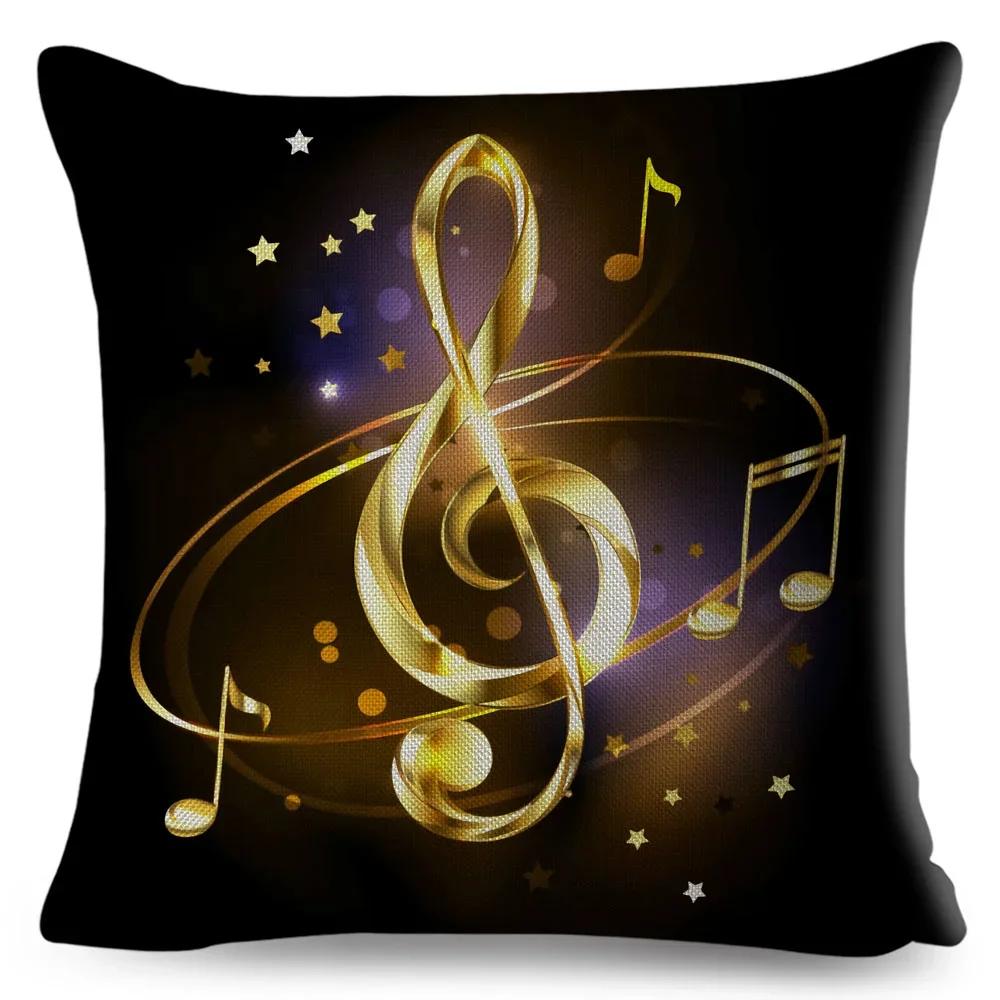 Nordic Style Music Note Pillowcase Decor Vintage Guitar Mike Printed Pillow Case for Home Sofa Polyester Cushion Cover 45x45cm