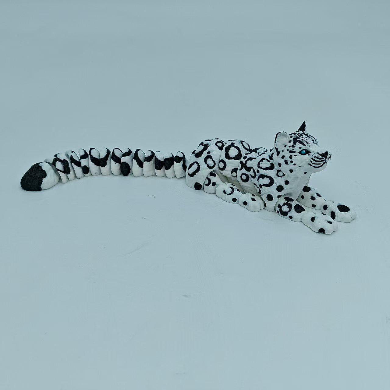 3D Printed Realistic Snow Leopard & Black Panther Toy Collection - Halloween Decoration белый