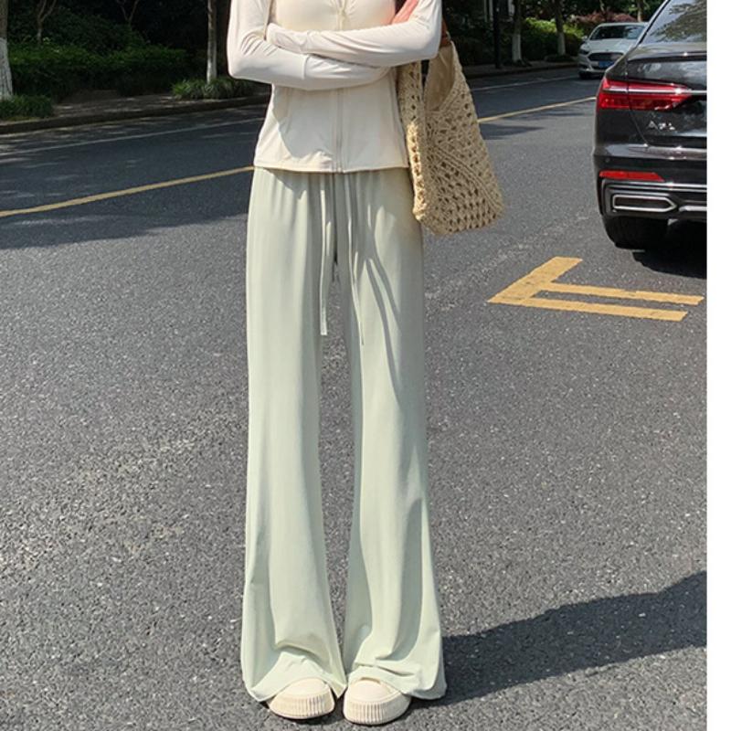 

Черные расклешенные брюки микроклеш для женщин на весну и лето, тонкие, новые, с высокой посадкой, облегающие, повседневные, маленькие, солнцезащитные, из ледяного шелка XL