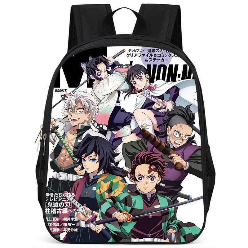 Trendy Demon Slayer Book Bag With Durable Oxford Fabric And Large Storage