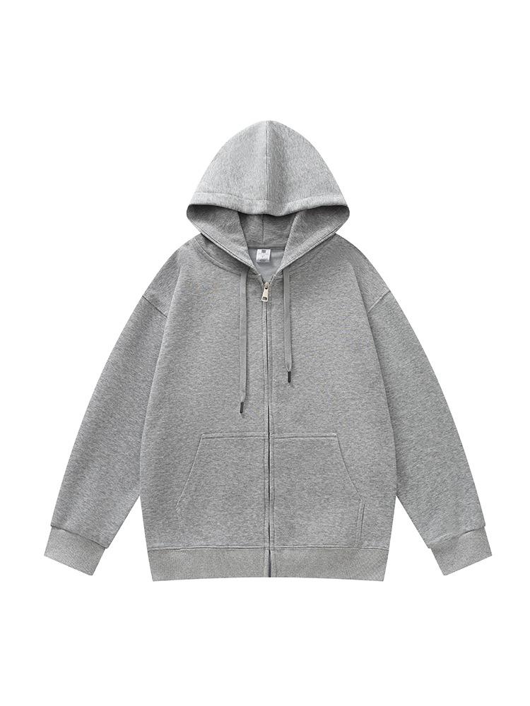 Fall Hooded Knit Cardigan Loose Zip Pocket Sweatshirt Unisex Casual Outerwear