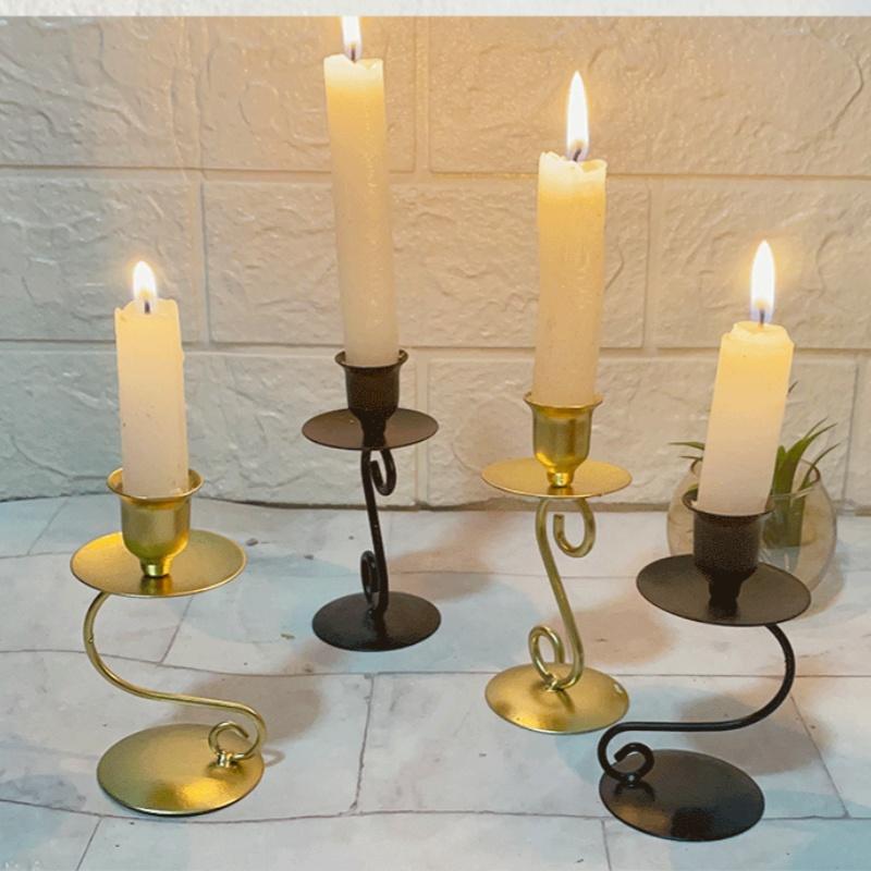 

2шт черный/золотой железный подсвечник украшение для вечеринки для спальни столовой украшение дома чёрный