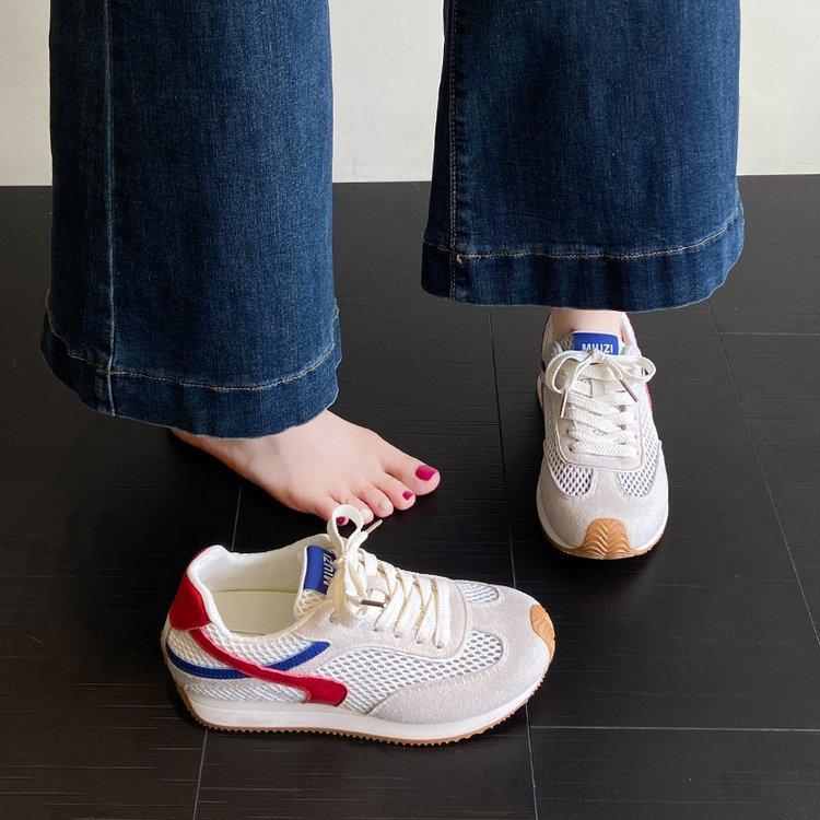 Waffle Forrest Gump shoes women's shoes 2025 new lace-up summer thin mesh shoes women's breathable mesh sports training shoes