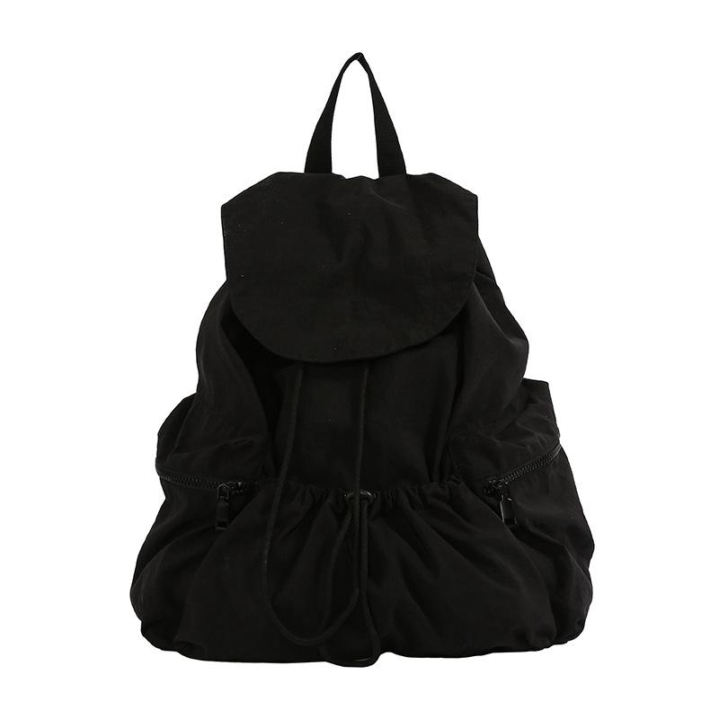 Schoolbag Minimalist Casual Wind Soft Mist Milk White Tone Folded Drawstring Schoolbag Cool Atmosphere Daily Commuter Versatile Backpack