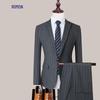 Men's Slim-Fit Grey Stripe Business Suit Set