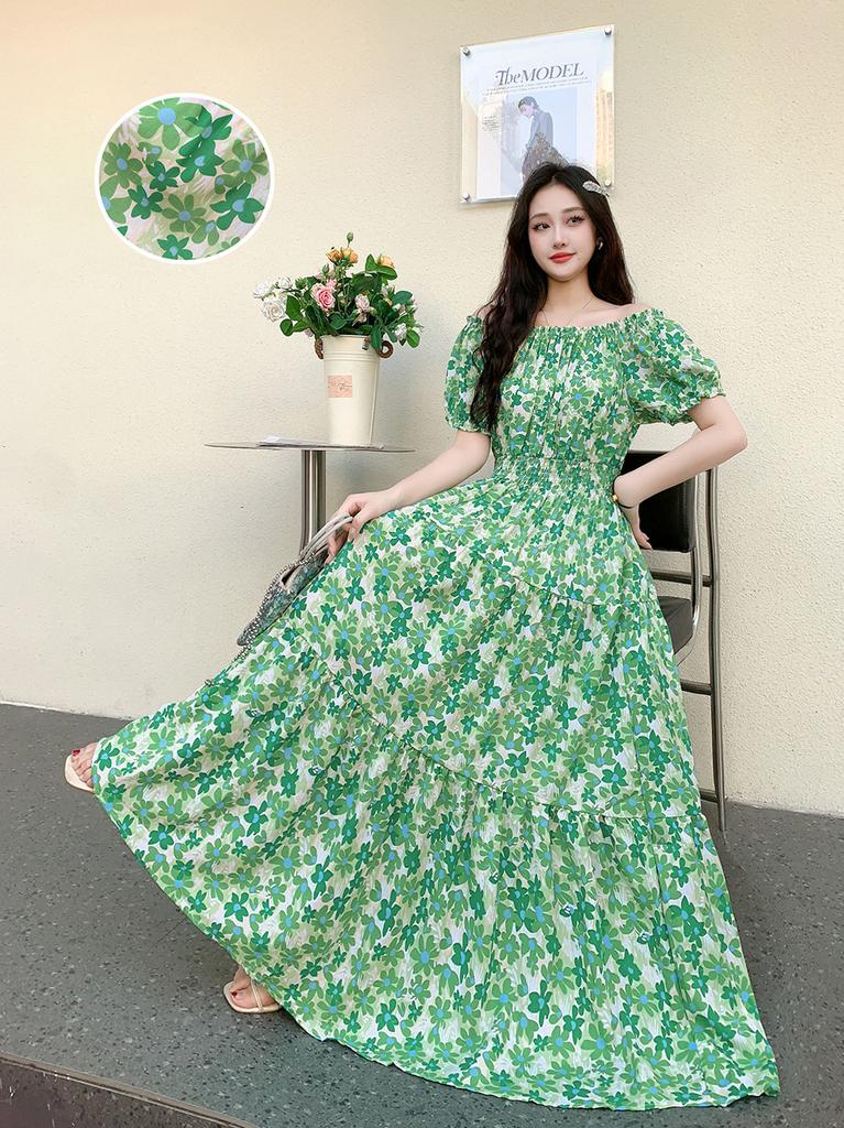 Seaside vacation beach dress cotton floral dress female shabahemi muslim