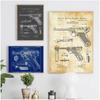 Gun Blueprint Luger Pistol Patent Chart Canvas Painting Posters And Prints Wall Pictures For Living Room Decoration Home Decor