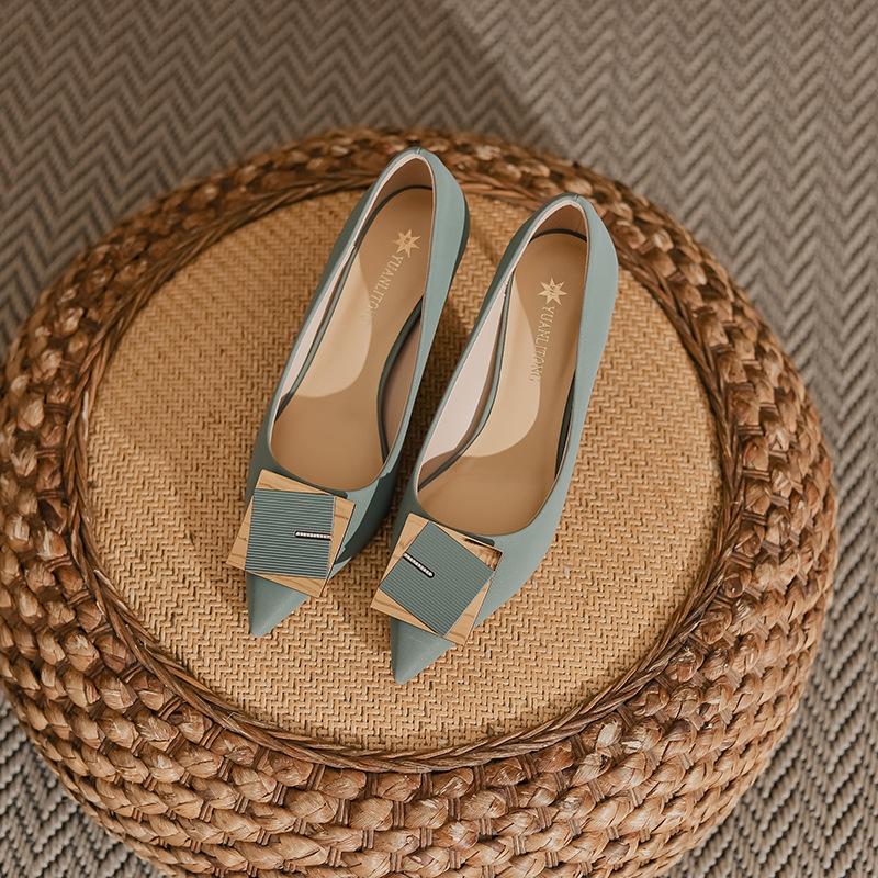 Genuine leather women's shoes 2025 spring and summer fashion versatile high heels women's fine heels high sense sexy single shoes children's spring