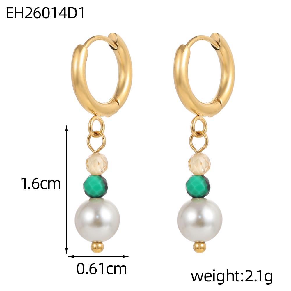 

CARLIDANA New Luxury Stainless Steel Natural Stone Pearl Tassel Drop Earrings Gold Plated Tarnish Free Hoop Earrings for Women