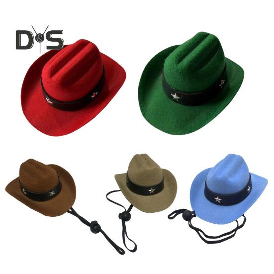 Pet Cowboy Hat Adjustable Mini Cat Cowboy Costume Accessory with Chin Strap for Halloween Christmas Parties