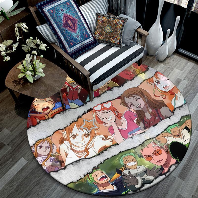 One Piece3,Round Area Rug,Carpet Rug for Living Room Bedroom Sofa Playroom Decor,Non-slip Floor Mat